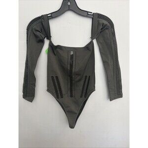 Zara long sleeve distressed bodysuit gray Xs Motorcycle Grunge Goth Punk